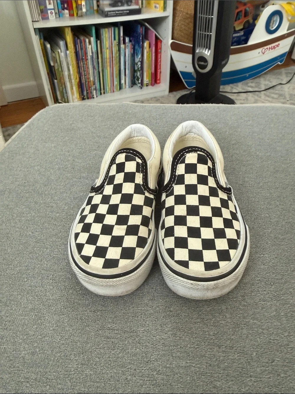 Vans Kids Black and White Checker Slip-On Sneakers